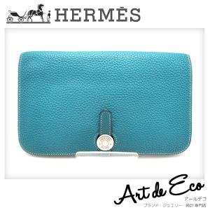 エルメス 長財布 ドゴンGM ブルー HERMES/ブランド...