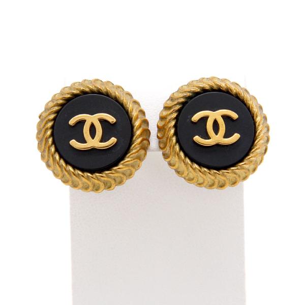 CHANEL シャネル イヤリング ココマーク ヴィンテージシャネル 95C ゴールド ブラック ア...