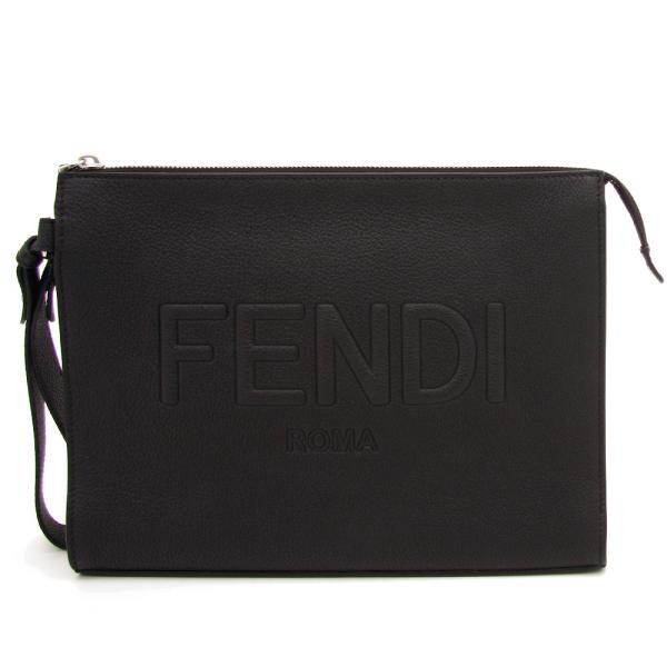 フェンディ クラッチバッグ FENDI ROMA ブラックレザー ポーチ 7VA491AMACF0G...