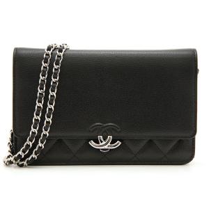 シャネル CHANEL 長財布 チェーンウォレット A84428 ブラック シルバー 