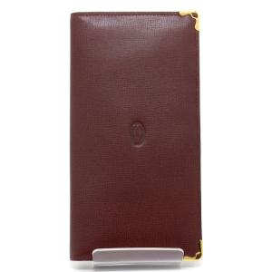 Cartier カルティエ　財布　札入れ　ボルドー　シリアルカードあり 美品 Cartier カルティエ 札入れ 長財布 カーフ ボルドー 保証書