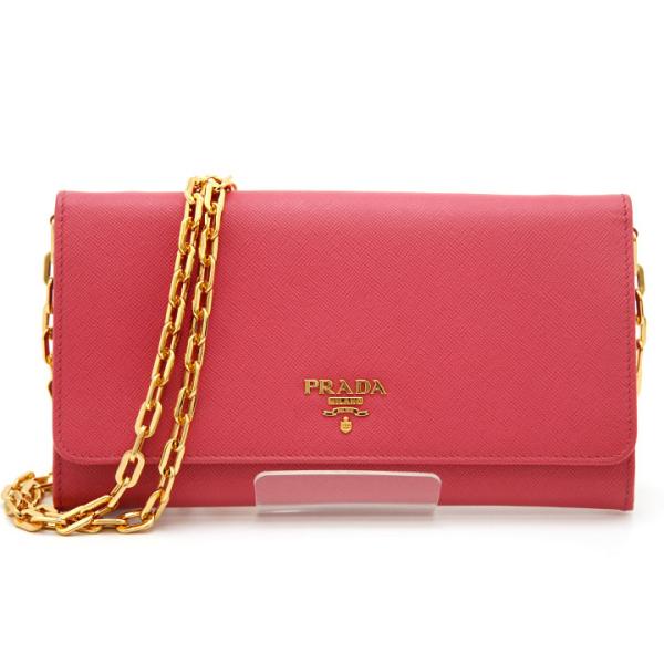 PRADA プラダ 長財布 SAFFIANO サフィアーノ レザー チェーンストラップ ロングウォレ...