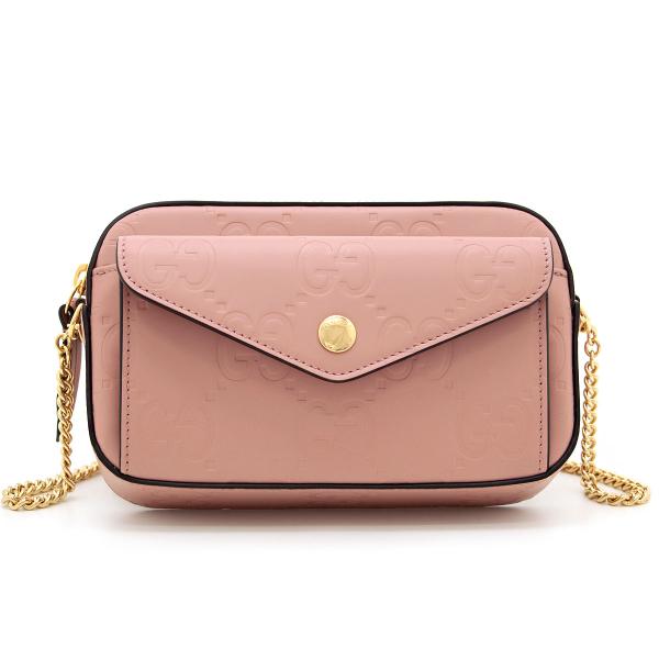 GUCCI グッチ GG ミニ ショルダーバッグ 781554 ピンク チェーンストラップ レザー ...