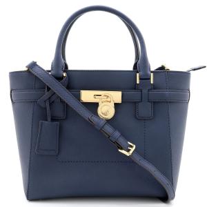 MICHAEL KORS マイケルコース ショルダーバッグ HAMILTON ハミルトン サッチェル 2way バッグ 35F7GHXT2L ネイビー ゴールド金具 レディース 中古 美品