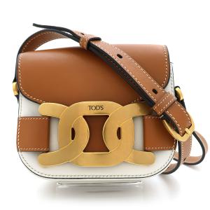 TOD'S トッズ ショルダーバッグ ケイト レザー クロスボディバッグ ミニ XBWAOYJ0100 ブラウン ホワイト レディース イタリア製 ミニバッグ 中古 美品