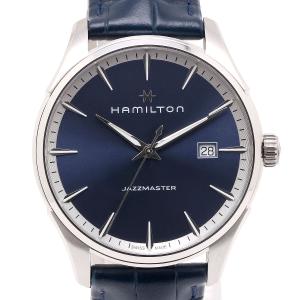 HAMILTON ハミルトン 腕時計 Jazzmaster ジャズマスター ジェント クオーツ H32451641 40mm 青文字盤 メンズ ブルー 革ベルト 電池式 Aランク 中古 美品