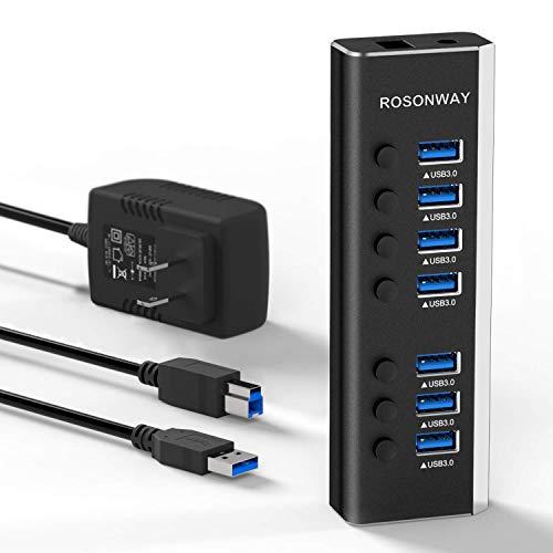 USBハブ 3.0 ROSONWAY アルミ製 7ポート USB3.0 Hub 24W電源付き バス...