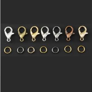 ジュエリーメイキング カニカン 丸カン 1セット(カニカン1個丸カン1個) ゴールド DIYジュエリーアクセサリー ネックレス キーチェーン オープンジャンプリング