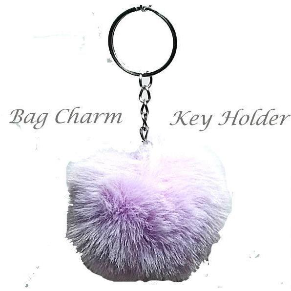 チャーム キーホルダー パープル ボンボン バッグチャーム アクセサリー 鞄 ファーボール 秋冬 レ...