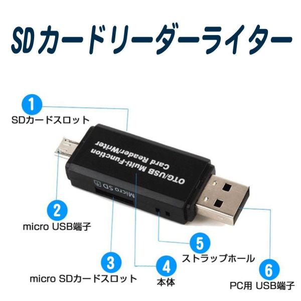 SDカードリーダー USB メモリーカードリーダー ブラック MicroSD SDカード andro...