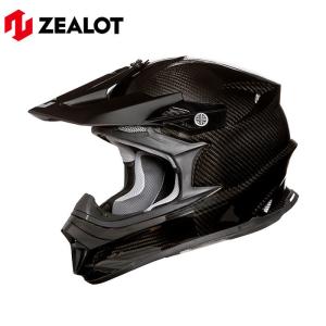 バイク 内蔵レンズ オフロード フルフェイスヘルメット カーボン柄 　XLサイズ ZEALOT ジーロット オフロードヘルメット カーボン フルフェイス