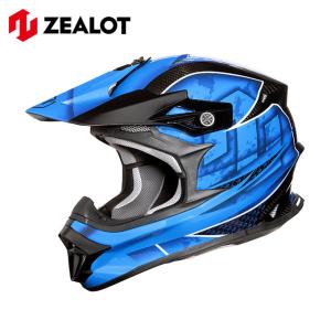 ZEALOT MadJumper2 マッドジャンパー2 MJC0013 CARBON HYBRID STD GRAPHIC BLUE オフロードヘルメット 軽量 MJC0013｜r-o-k-u