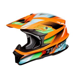 オフロードヘルメット ZEALOT MadJumper2 マッドジャンパー2 GRAPHIC ORANGE/BLUE FRP　グラフィックモデル 軽量 MJ0016｜r-o-k-u