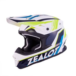 ZEALOT MadJumper2 マッドジャンパー2 GRAPHIC BLUE/YELLOW オフロードヘルメット 軽量　NEWCOLOR MJ0019｜r-o-k-u