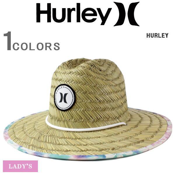 HURLEY レディース ストローハット 麦わら 帽子 大きめ つば広 UV 遮光 ツバ裏 花柄 お...