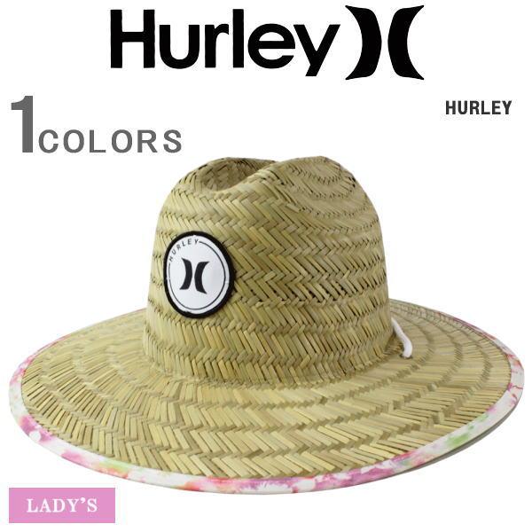 HURLEY レディース ストローハット 麦わら 帽子 大きめ つば広 UV 遮光 ツバ裏 花柄 お...