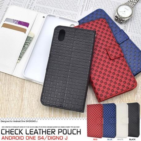 スマホケース　手帳型　Android One S4   DIGNO J   市松模様  おしゃれ　か...