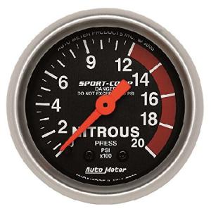Auto Meter 3328 Sport-Comp メカニカル ナイトラス 圧力計 2.35インチ