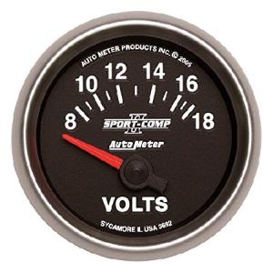 Auto Meter 3692 Sport-Comp II 2-1/16&quot; 8-18V Short Sweep Electric Voltmeter