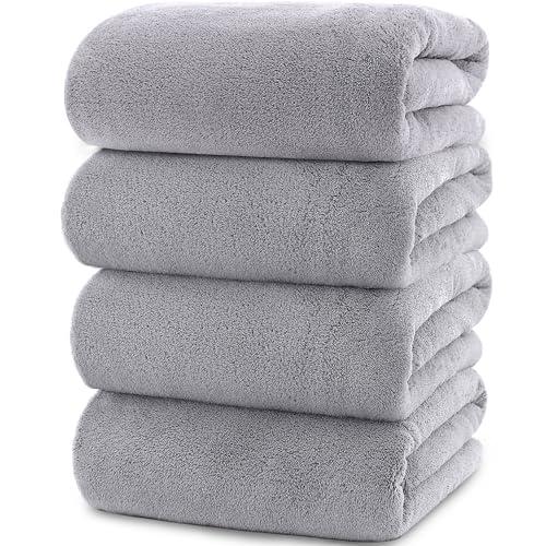 バスタオル [tkone 4枚セット 70*140cm ライトグレー] ふわふわ 大判 瞬間吸水 ホ...