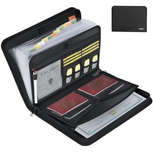 JUNDUN ファイルケース、A4 耐火ドキュメントファイル ジッパーとラベル付き重要書類 整理ケース、12 ポケット大容量紙アコーディオンファ｜アールストリート