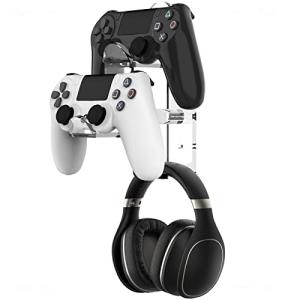 NiHome コントローラースタンド ヘッドホンスタンド 壁掛け アクリル 2台収納 PS5/PS4/Switch/XBOX対応 クリア