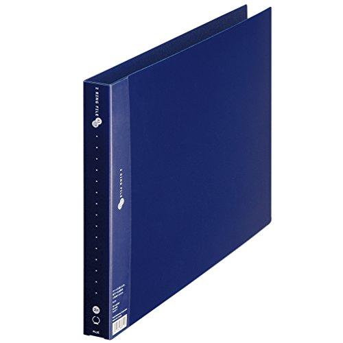 プラス リングファイル 2穴 スーパーエコノミー A3横 背幅35mm 84-601 ネイビー