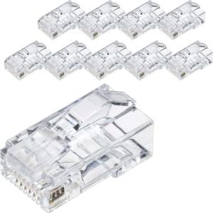 サンワダイレクト RJ-45コネクタ 10個入りCAT6A対応 CAT6 / CAT5e 兼用 ケーブル透過式 貫通式 単線・より線 500-L