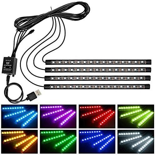 wsiiroon 車 60LED RGB テープライト USB式 車内装飾用 音に反応 防水 全8色...