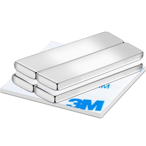 強力マグネット 超強力磁石 40ｘ10ｘ3ｍｍ 両面テープ付き 4個セット