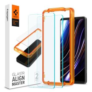 Spigen Xperia 1 VIII Xperia 1 VII Xperia 1 VI ガラスフィルム 2枚入り ガイド枠付き 指紋認証対応