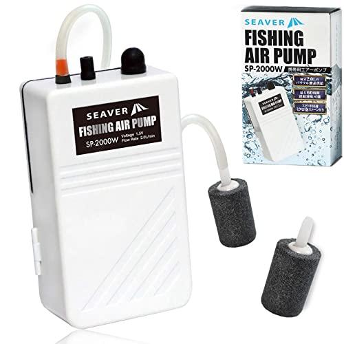 長時間ミクロ泡供給エアーポンプ 釣り 乾電池式 高耐久ストーン ノーマルタイプ ホワイト スペア付き...