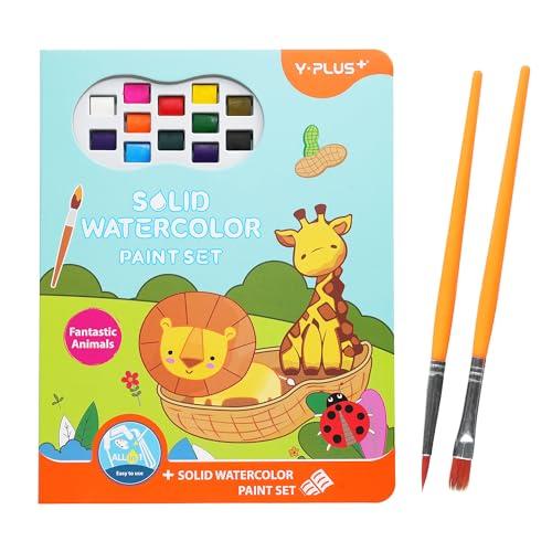 水彩絵の具セット 幼児向けのオールインワンペインティングブック 子供用の散らからない塗り絵 マジック...