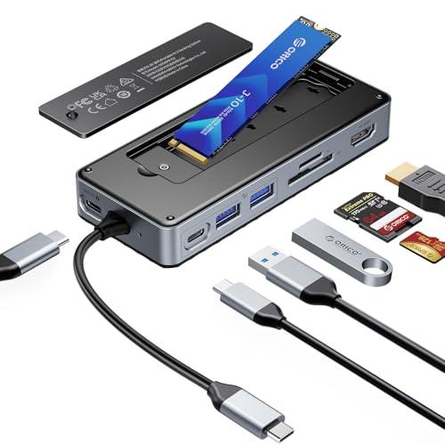 ORICO 8-in-1 M.2 SSD 外付けケースー付きUSB Cハブ、USB-C ドッキングス...