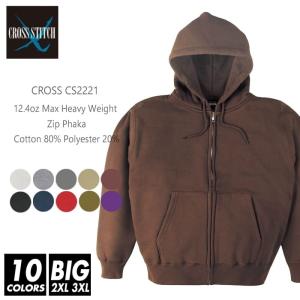 裏起毛 ジップ パーカー 無地 メンズ cross stitch(クロスステッチ