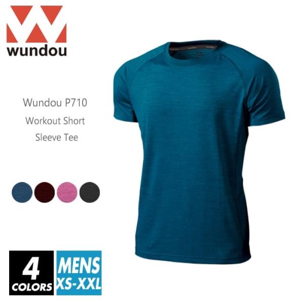 wundou(ウンドウ) ドライ フィットネス Tシャツ 無地 メンズ p710 xs-xxl 4色...