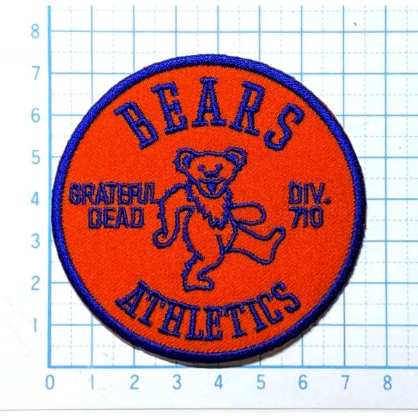デッドベア オレンジ クマ 熊 ロゴ ・マーク 丸型・円型【動物(どうぶつ) ワッペン 刺繍 アイロ...