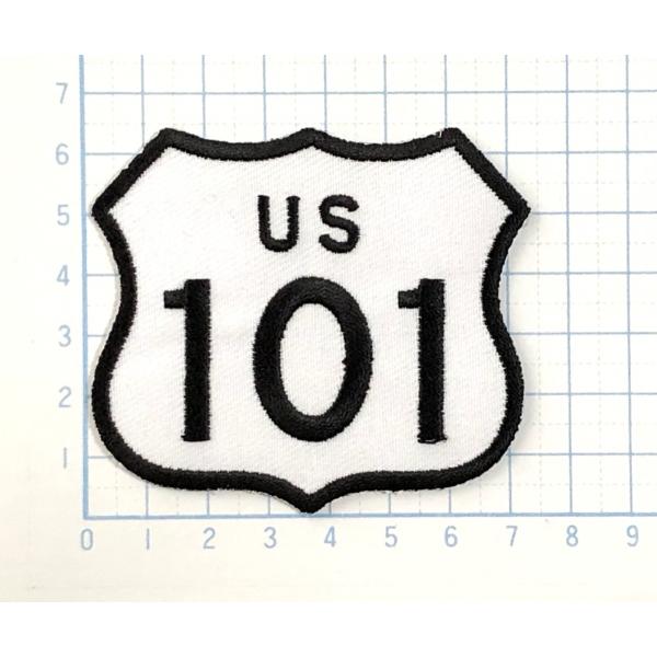ROUTE101 ホワイト フチ黒 変形型【のりもの その他 刺繍 アイロンワッペン】