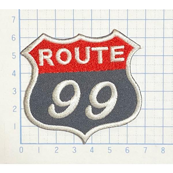 ROUTE99 ルート99 レッド×グレー エンブレム型 変形型【のりもの その他 刺繍 アイロンワ...