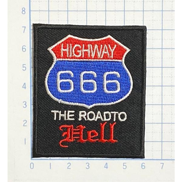 HIGHWAY666  ハイウェイ666 ルート666 四角型【のりもの その他 刺繍 アイロンワッ...
