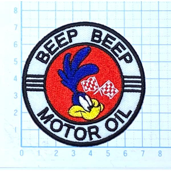 BEEP BEEP MOTOR OIL モーターオイルロゴ（円型・丸型）【のりもの その他 刺繍 ア...