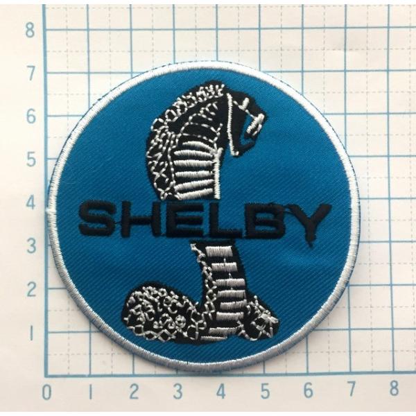 シェルビー コブラ SHELBY COBRA 濃い青 丸型【のりもの ワッペン 刺繍 アイロンワッペ...