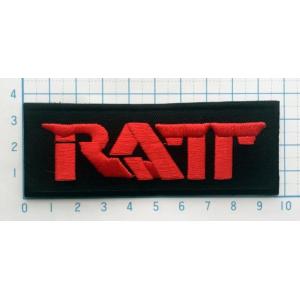 RATT 赤ロゴ×ブラック 四角型 【のりもの ロゴ マーク ワッペン 刺繍 アイロンワッペン】
