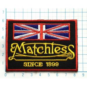 イギリス国旗柄＆ Matchless 四角型 ワッペン 【のりもの ロゴ マーク ワッペン 刺繍 ア...