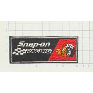 スナップオン RACING SNAPON ロゴ マーク 四角型【のりもの ロゴ マーク ワッペン 刺繍 アイロンワッペン】