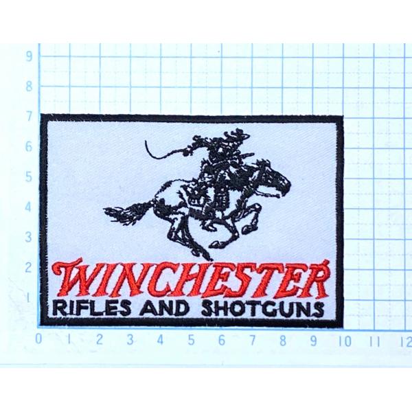WINCHESTERロゴ 騎乗 四角型【その他ジャンル ワッペン 刺繍 アイロンワッペン】