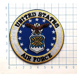 UNITED STATES AIR FORCE USエアフォース 丸型・エンブレム マーク ロゴ【ミリタリーワッペン 刺繍 アイロンワッペン】