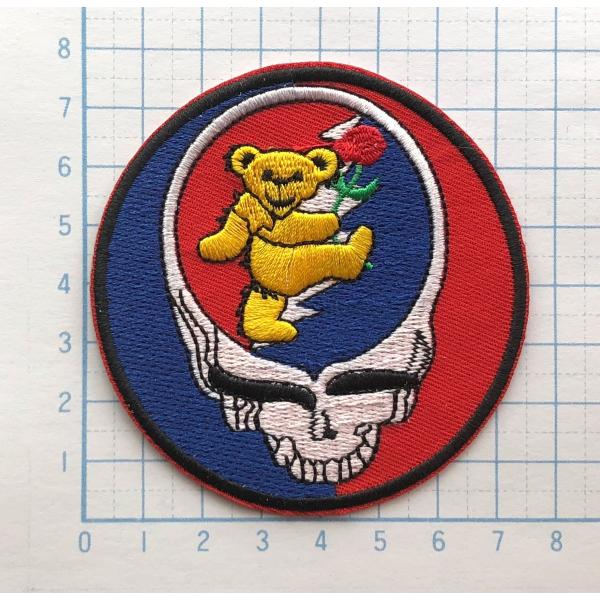 グレイトフルデッド デッドベア 丸型・円形 ロゴ マーク【ロック ワッペン 刺繍 アイロンワッペン】