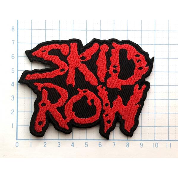 スキッドロウ 赤 ロゴ マーク 縁取り型【ロック ワッペン 刺繍 アイロンワッペン】