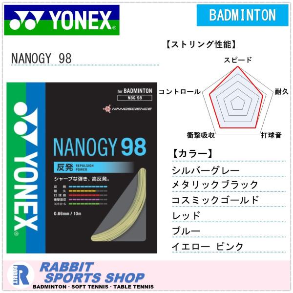 ヨネックス ナノジー98 NANOGY 98 バドミントンガット NBG98